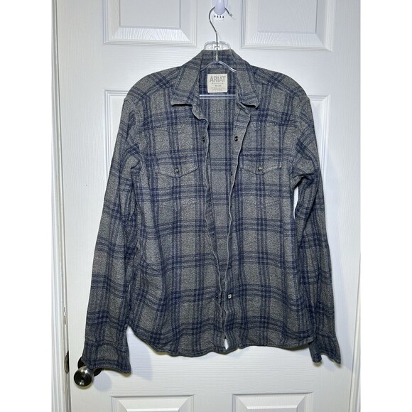 ARIAT Men’s Retro Fit Pearl Snap Button Up Shirt Size Medium - Picture 2 of 7